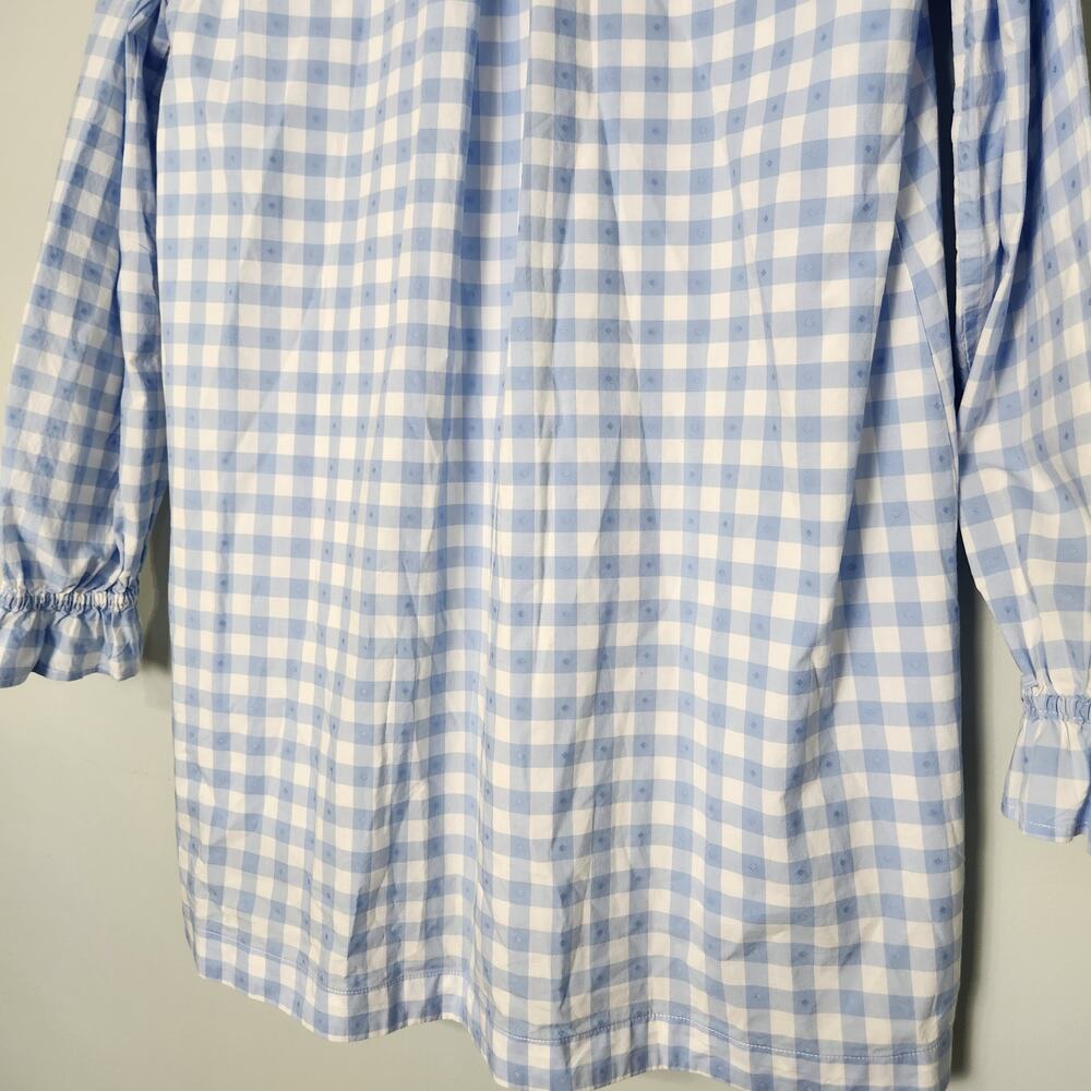 Hill House Colette Blue Jacquard Check Ruffle Long Sleeve Mini Dress, XS - Picture 12 of 14
